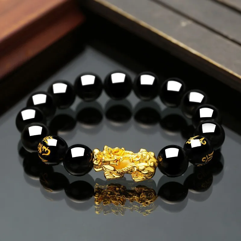 Bracciale Pixiu in sodalite e ossidiana nera: portafortuna Feng Shui, braccialetto Pi Yao - Italia