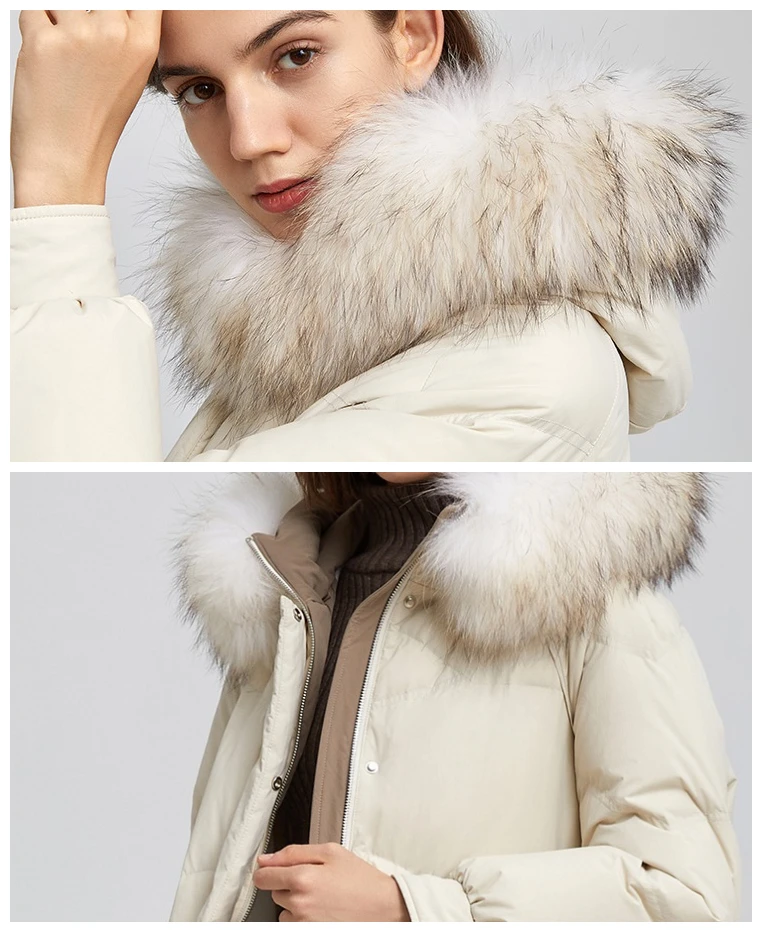 Winter Women Hooded Zipper Down Jacket Fox Fur Women's Down Coats Buy