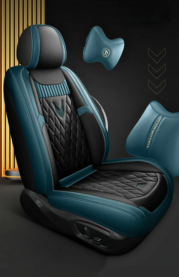 Custom Luxury Black Red Pu Car Leather Car Seat Cover Design Full Set Universal For Toyota Honda