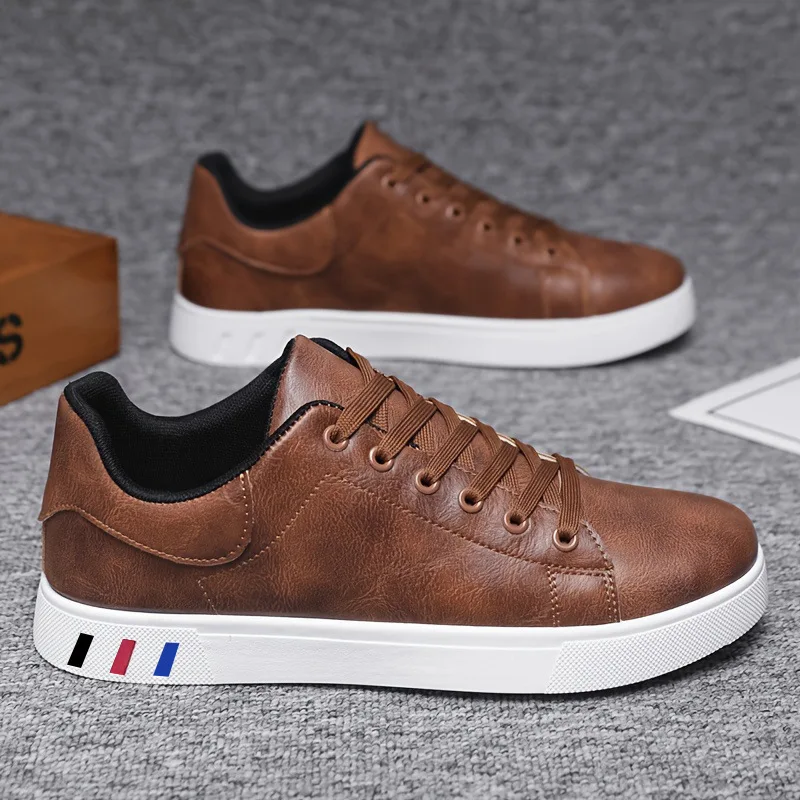 Men's oversized new leather casual shoes sports oversized board shoes low cut