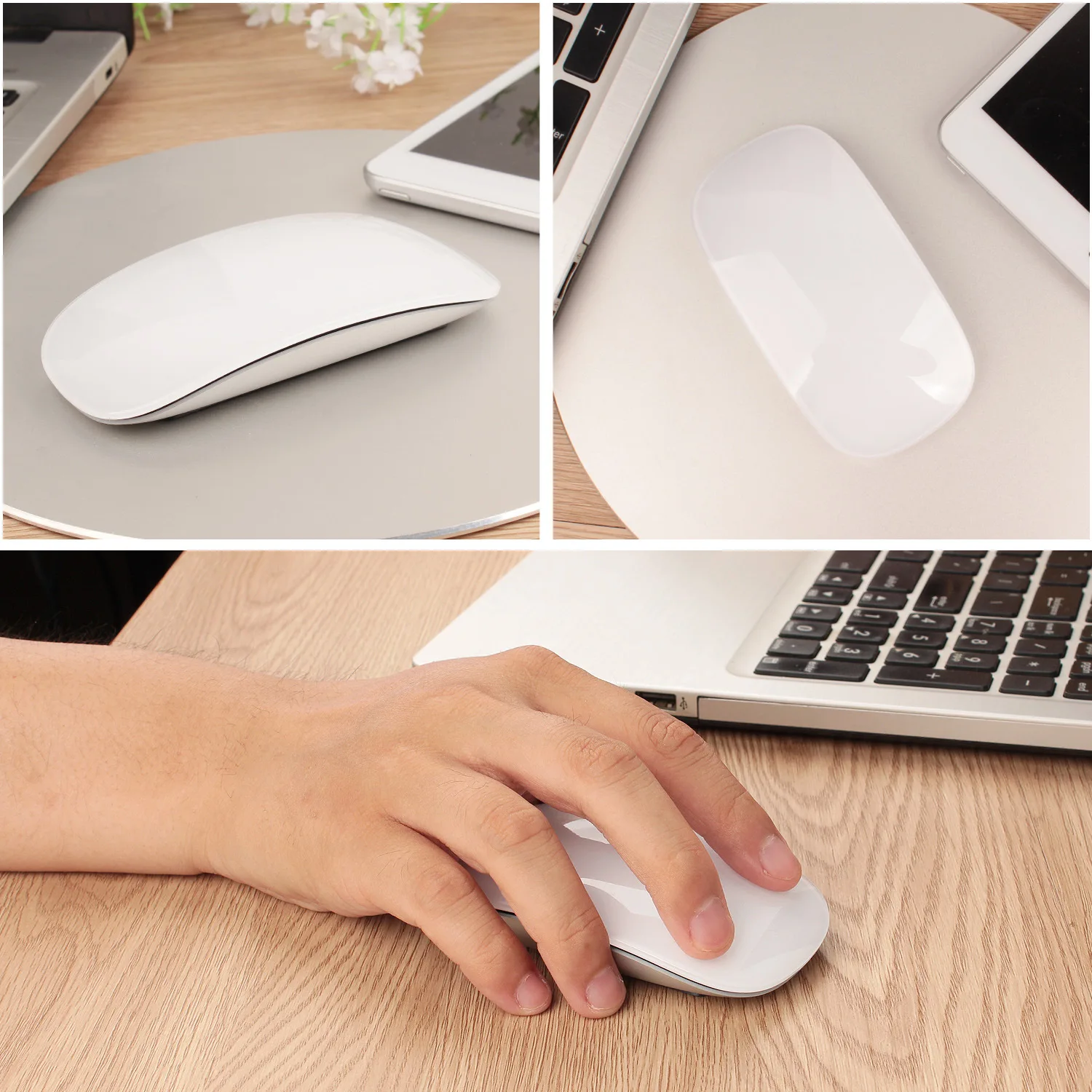 Fashion design wireless scroll wheel bt rechargeable touch mouse for MAC PC Windows