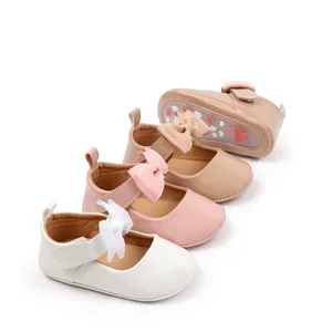 High quality solid pu leather princess baby girls shoes in bulk