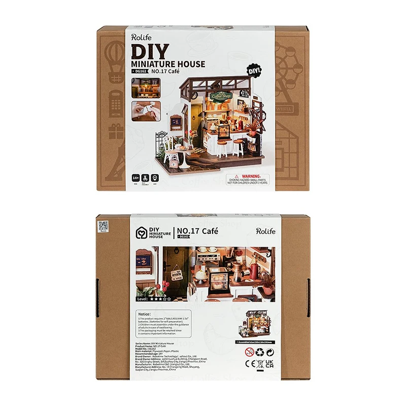 Robotime Rolife DIY Puzzle Kit DG162 Slow Life Cafe House 3D Wooden Handmade Miniature Dollhouse