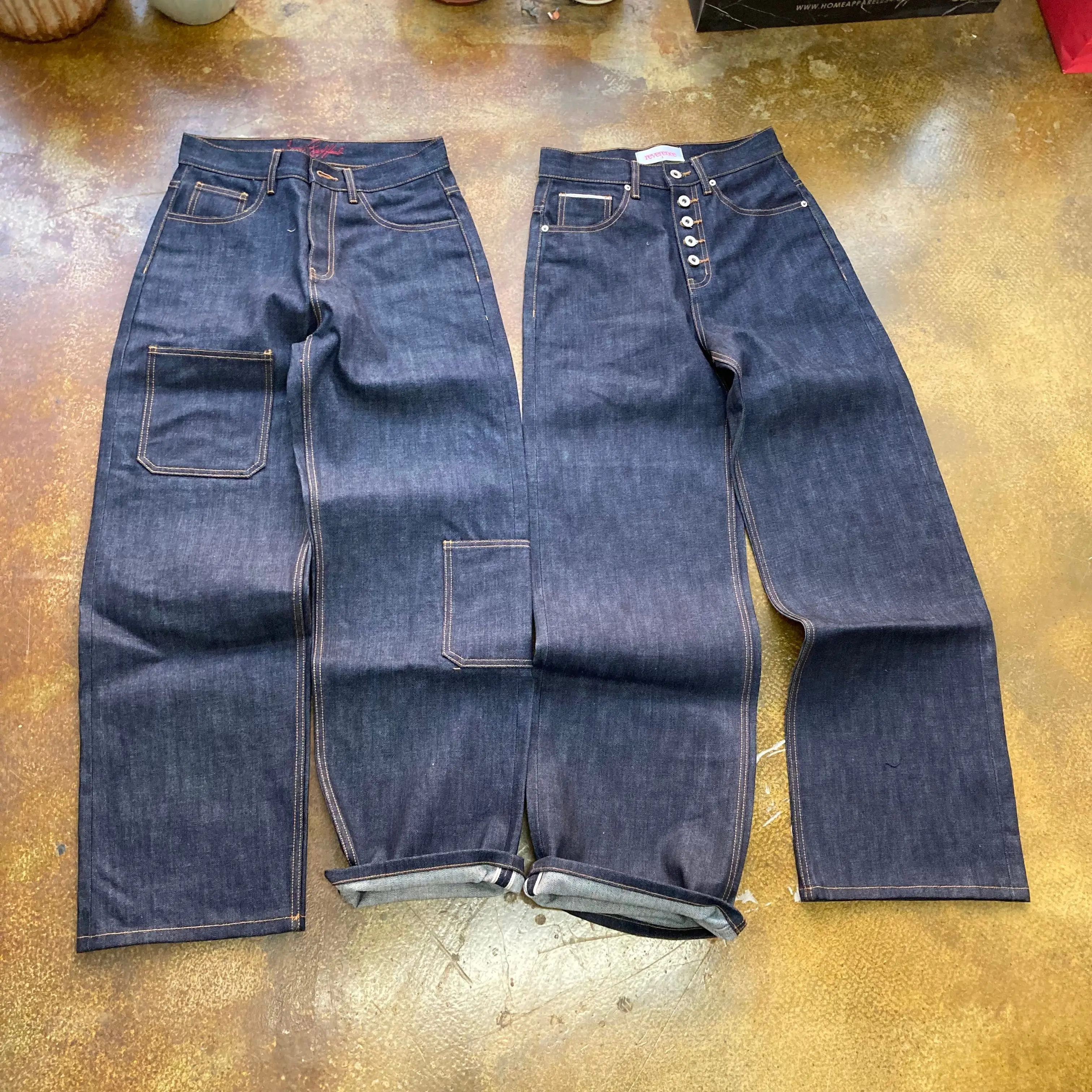 Shop Custom Denim Factory Raw Selvedge Denim Baggy Jeans