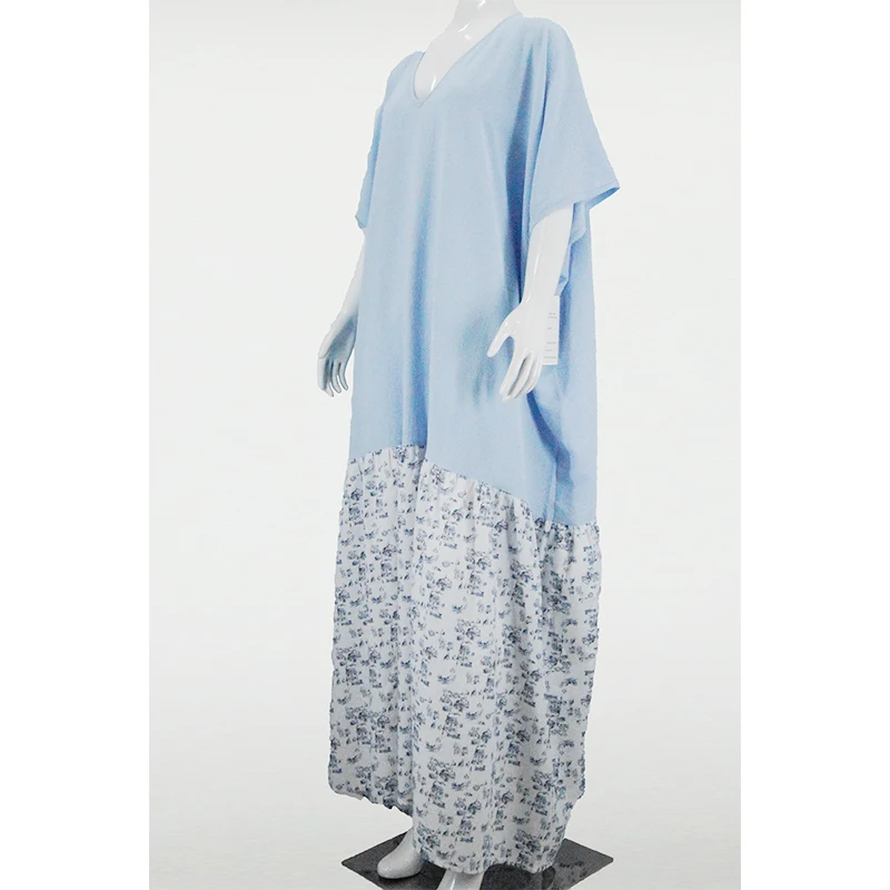 2025 Summer New Light Blue Shirt Dress Women's French Style Irregular Pieced Fishtail Hem Elegant Youthful Casual Maxi Dress