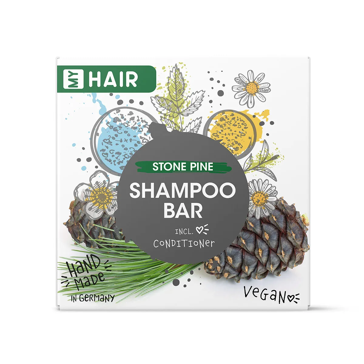 MY HAIR Solid Shampoo with Swiss Pine Nourishing Hair Product High Quality Handmade Shampoo Bar In Paper Box 60G Made In Germany