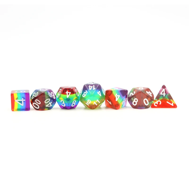 Conxunto personalizado de luxo de 16 mm de dados resina poliédrica para D&D e RPG, embalaxe con bordos suaves