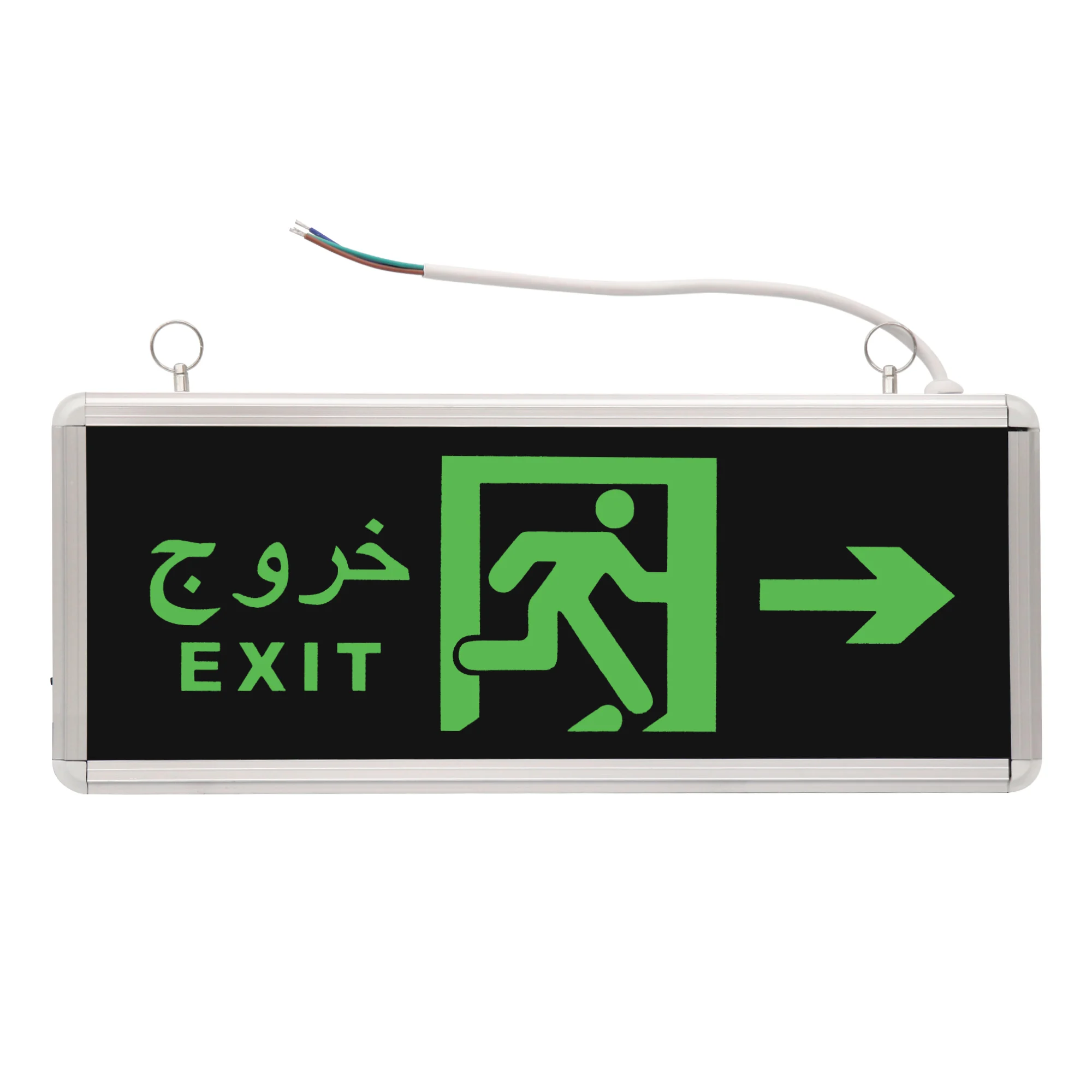Custom Symbol Emergency Exit Light 3W Energy-Saving Ni-Cd Battery Backup Glass & Aluminum Frame