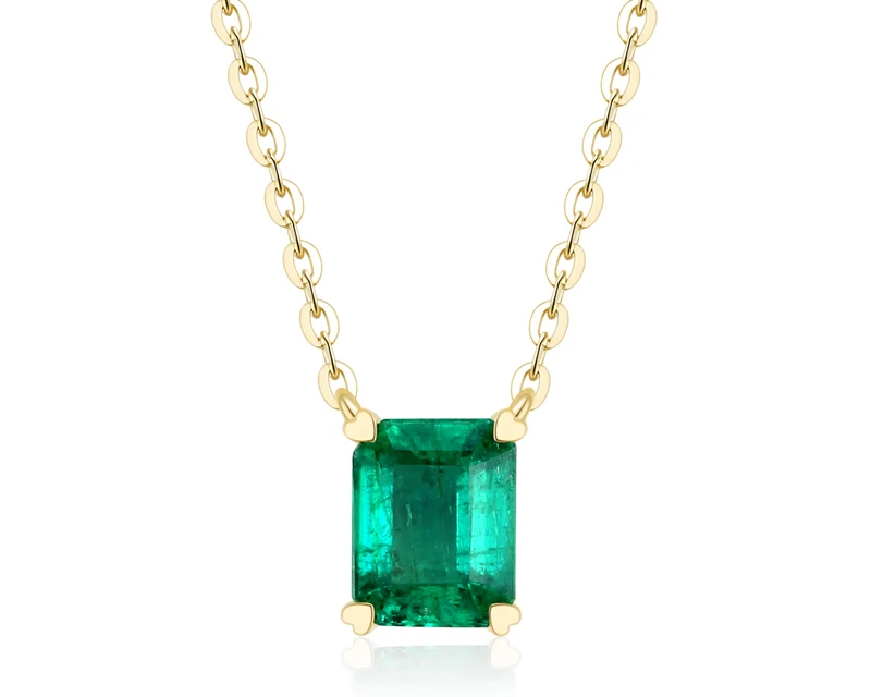 New Arrival Elegant Jewelry Fancy Necklace Design 18K Yellow Gold Real Natural Emerald Pendant Necklace For Women