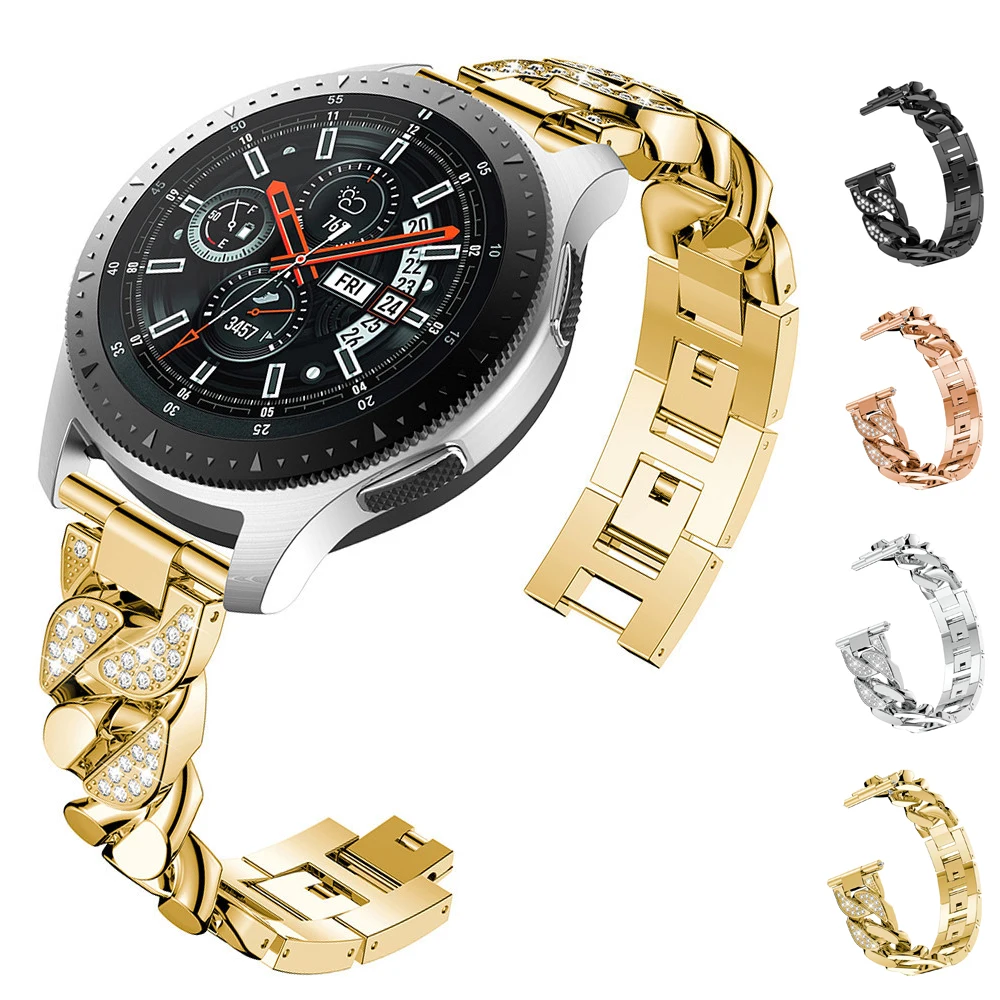 Fashion Slim Women Gold Metal Stainless Steel Watch Band Charms