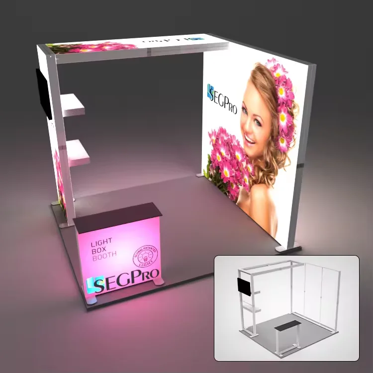 Seg Lightbox Led Booth Stojan Bezrámový Volně stojící lightbox pro výstavy Modulární stánek