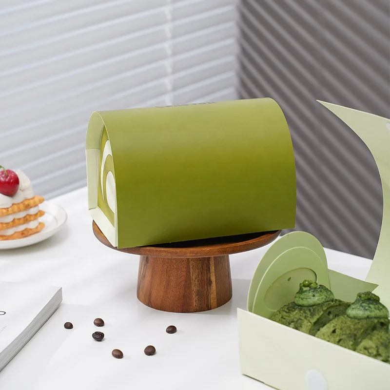 New Arched Three-Color Cake Roll Packaging Box - Customizable Eco