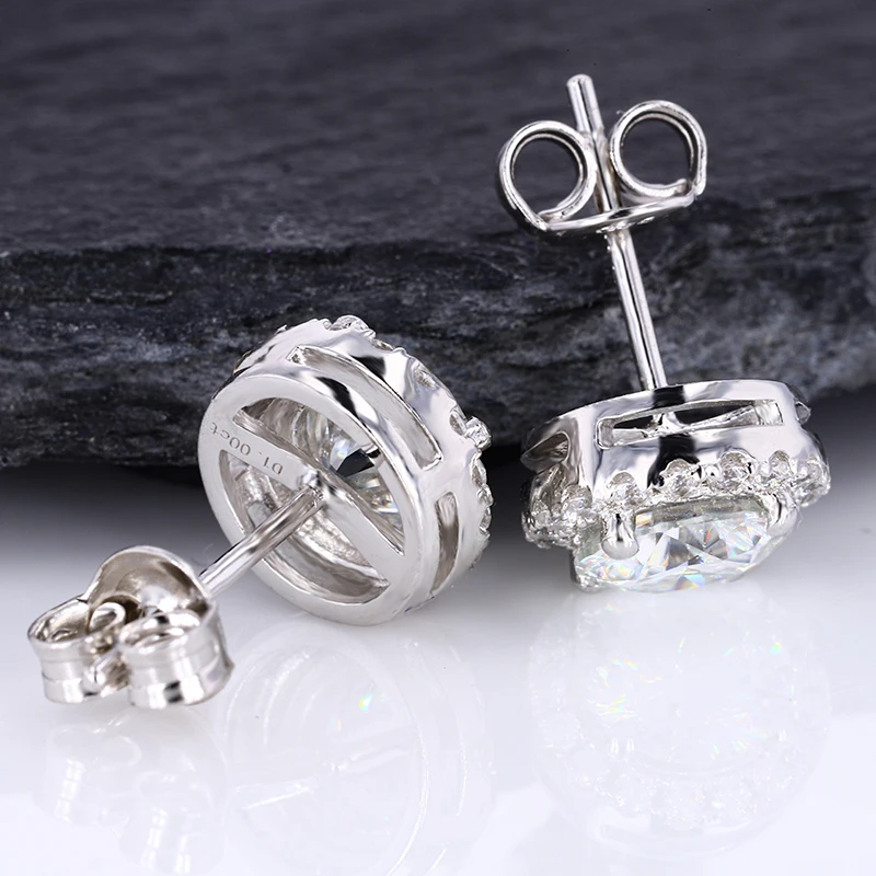 925 Sterling Silver Base 18k Gold Plated Earrings Def Vvs Round