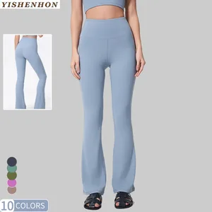 For YISHENHON Women's High-Waist Gym Yoga Legging Slimming Hip-Lifting Flared Pants High-Elasticity Fashionable for Sports Solid