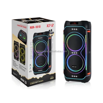 NDR-1810 Party Box 710 New Dual 8 inch High Power  Speaker Wireless Microphone High Volume Audio 80W Portable Trolley Speaker