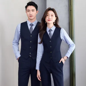 Professional Hotel Attire Uniform Front Desk Receptionist Formal Summer Wear Set Waiter Suit Vest for Team Outer Wear