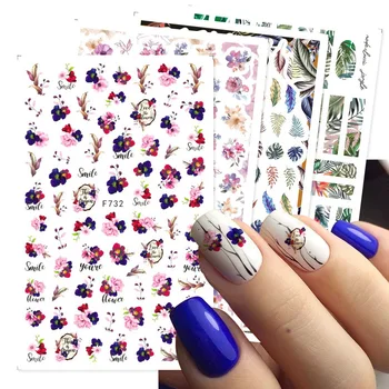 Nail Manicures Accessories 2021Japanese Style Nail Art 3D Floral Slider Sticker Foil Designs Flowers Leaves Japanese Nail Decals
