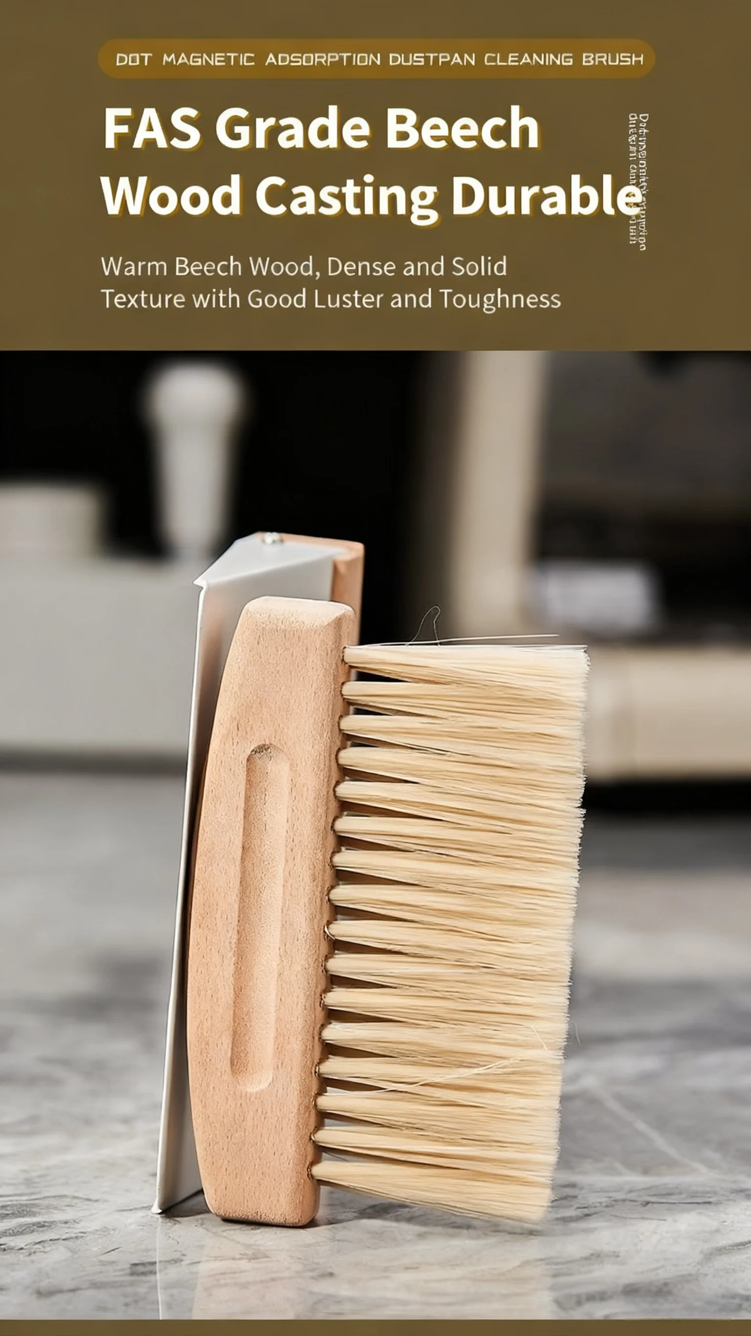 product custom eco friendly small beechwood broom  dustpan set with natural sisal brush for cleaning coffee grounds dirty desktop-1