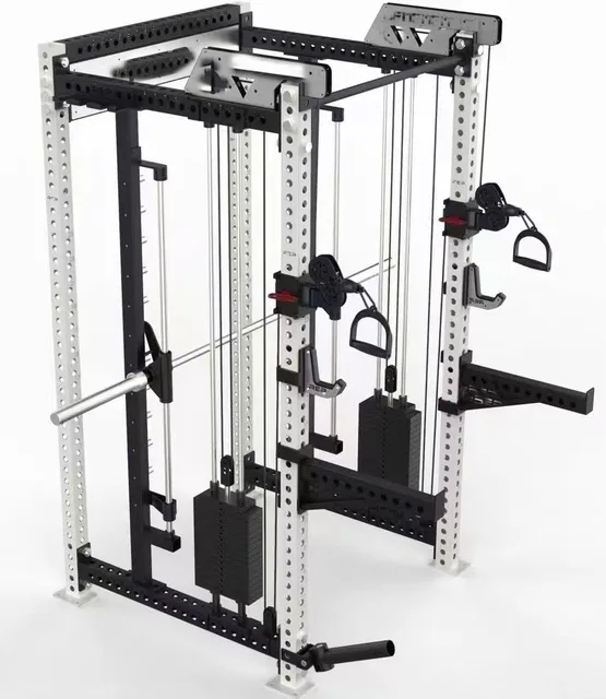 Gym Smith Machine  Power Cage  Mutli Function Station Power Rack With Lat Pulldown