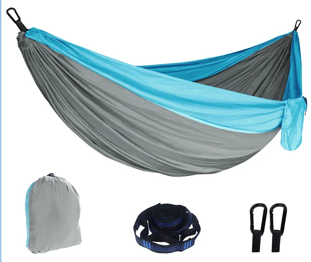 Portable Lightweight Nylon Hammock Swing Double and Single Hammocks Chair Outdoor Camping Hammocks Tree Straps