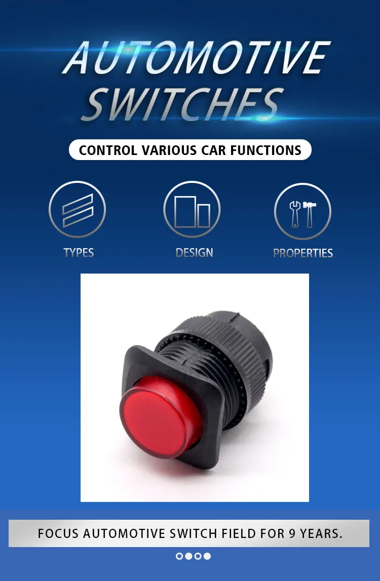 16mm Latching Self-locking 2 Pole Black On Off Electrical Push Button ...