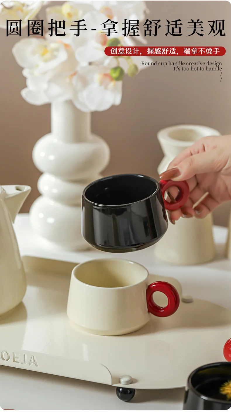 product hot sale of red modern ceramic tea set home gifts must be set of 4 tea set143-56