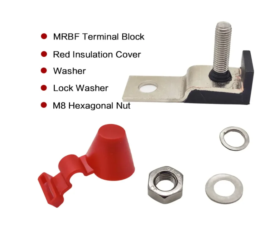 Mrbf Terminal Fuse Block Kit,100a 58v Dc Maximum,Single Stud 5/16" (m8