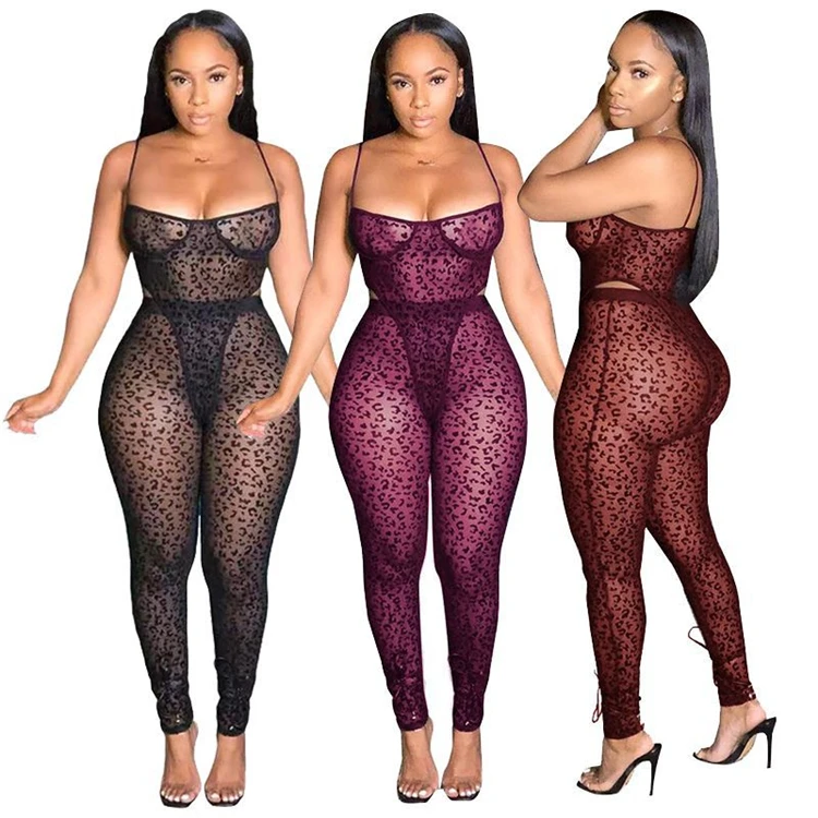 MOEN Suspender bayan giyim  Mesh Sexy Two Piece Set Women Clothing Trendy Products Women 2 Piece Sets