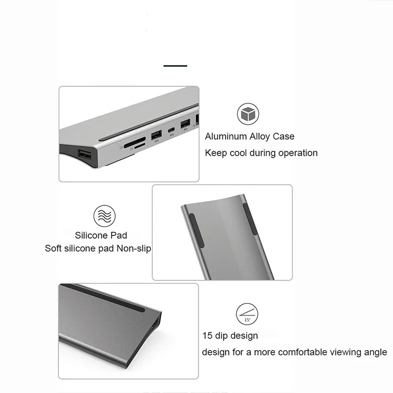 Welcome OEM Order, Factory Whole Selling Aluminum Docking Station 11 In 1 With Rj45 Ethernet Pd Vga Type C Sd Tf 11 In 1 Usb C Hubmultifunctional Docking Station - Buy Multifunction Hub 11 En 1 Usb C Hub Estacion type C Usb Hub 11 In One