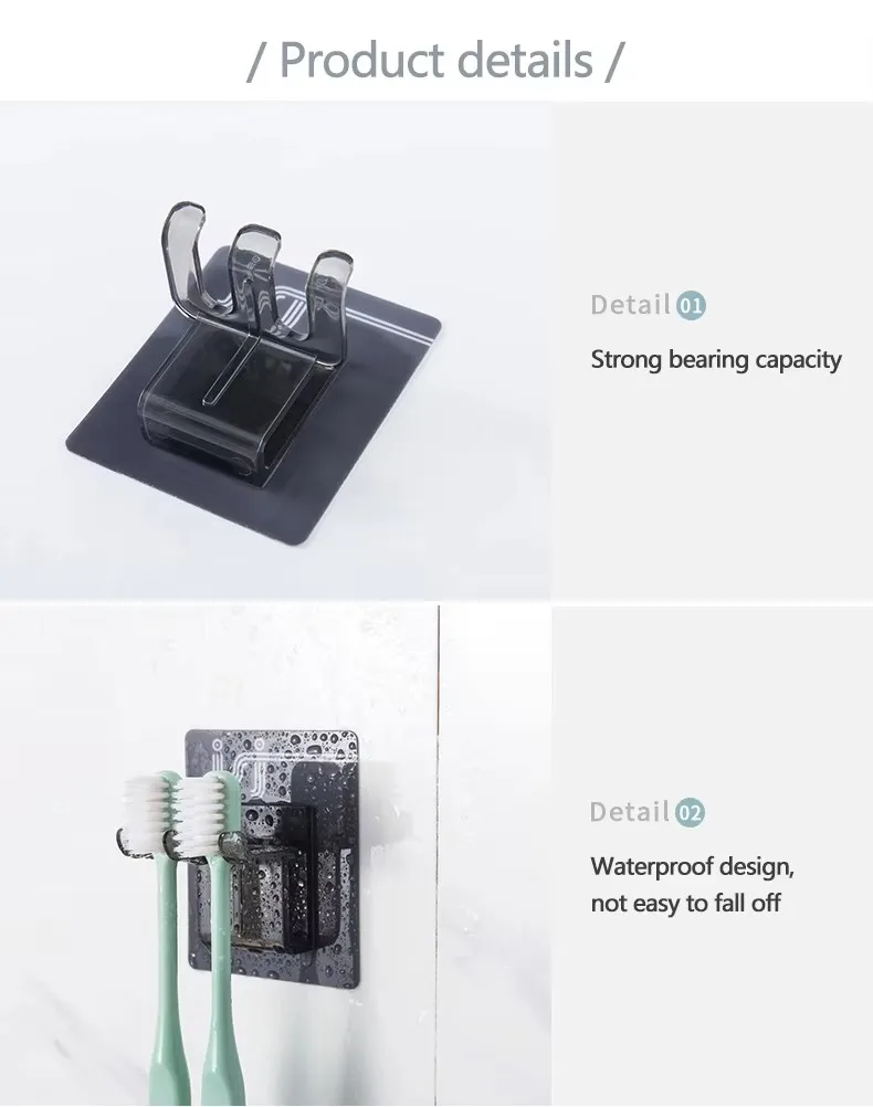 Portable Wall Mounted Plastic Toothbrush Wall Holder Cup for Bathroom Punch-free Toothbrush Holder details