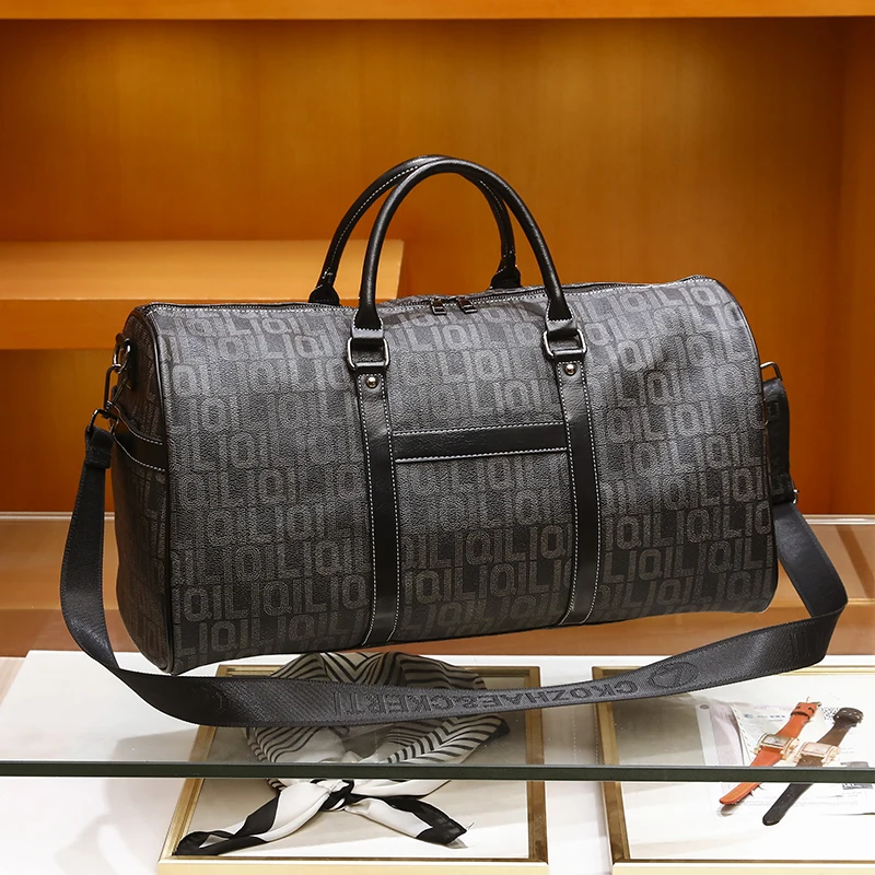 Wholesale Custom Logo New Arrival Designer Black Luxury Leather Duffel  Weekender Overnight Travel Bags Travel Duffle Bag