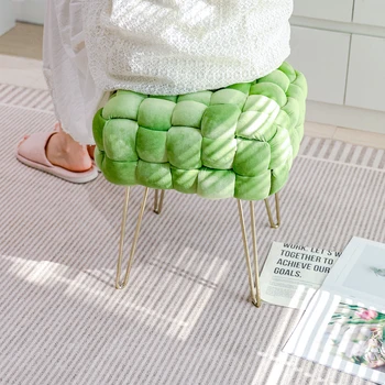 New Design Footstool Ottoman Stool With Gold Legs Footrest