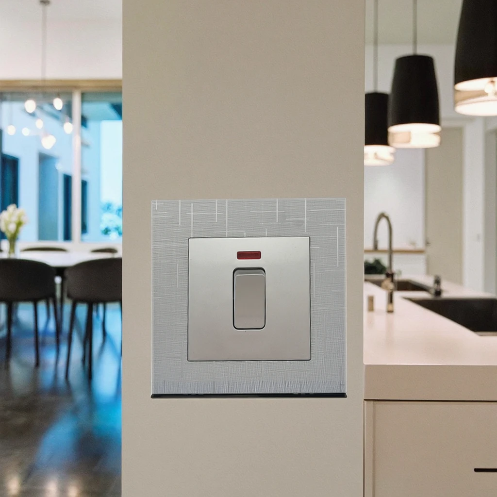 VNX Wholesale 1Gang 20A Switch BS Standard Silver Brush Meteor Rain Series Electrical Wall Switch and Socket