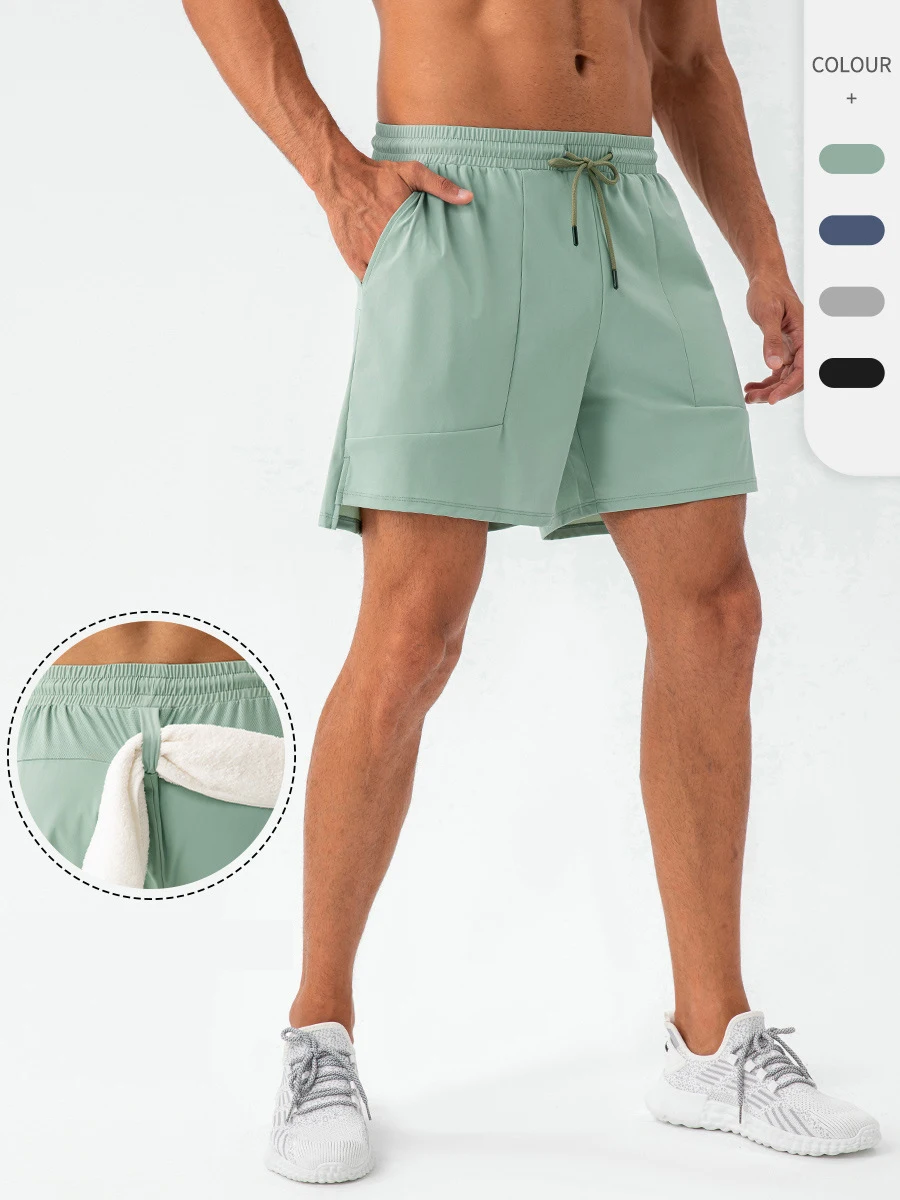 Pantaloncini sportivi da palestra per uomo, personalizzati, ad asciugatura rapida, in nylon, spandex, allenamento per corsa, atletico, tasche ad anello per asciugamano Fiess424_voghion.com