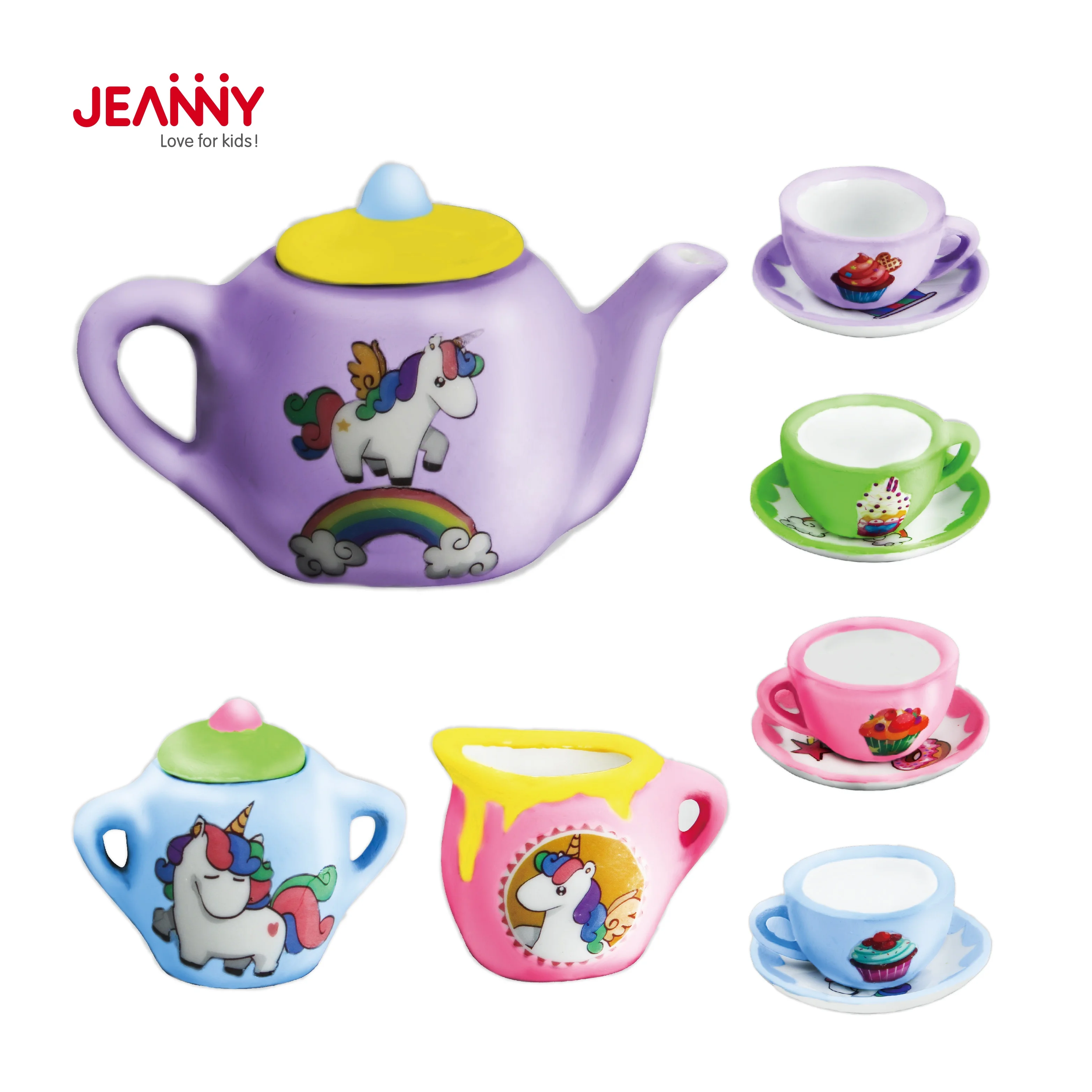 Child Toys DIY Learning Creative Educational Handmade Decorate Paint Your Own Pottery Ceramic Tea Set Craft Marking Kit for Kids