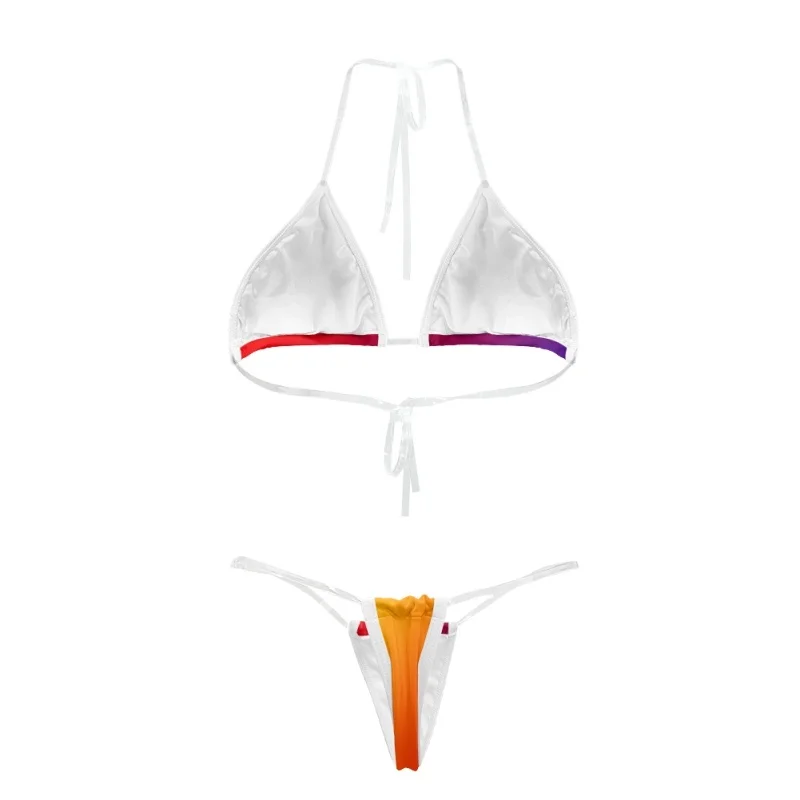 2024 Print on Demand Swimsuit With Three Point Custom Logo Swimwear Transparent Shoulder Straps Bikini Thong Set Dropshipping