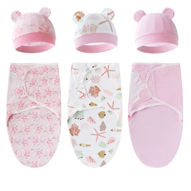 Baby Sleeping Bag Newborn Swaddle Wrap Hat Hug Quilt Infant Anti