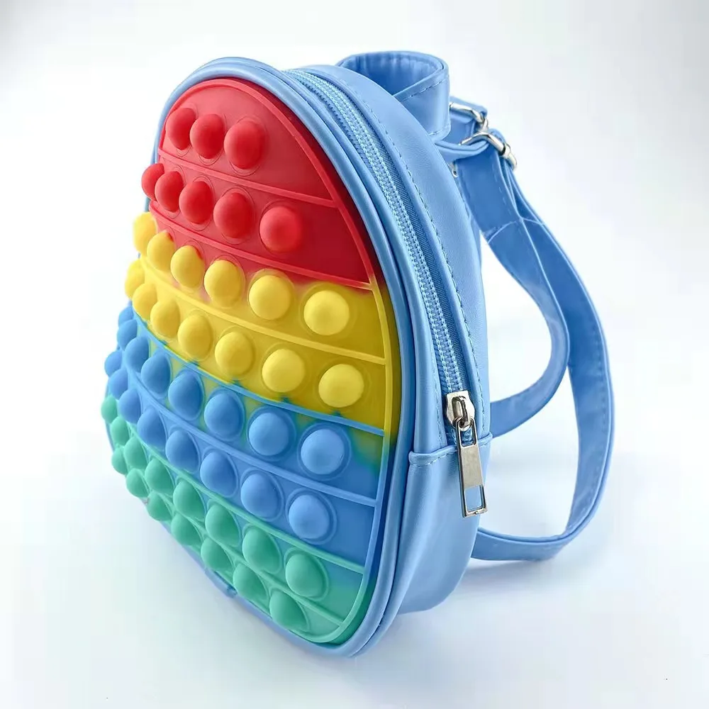 rainbow silicone adjustable shoulder real fidget push bubbles back pack school bag up pop it backpack for girls kid children