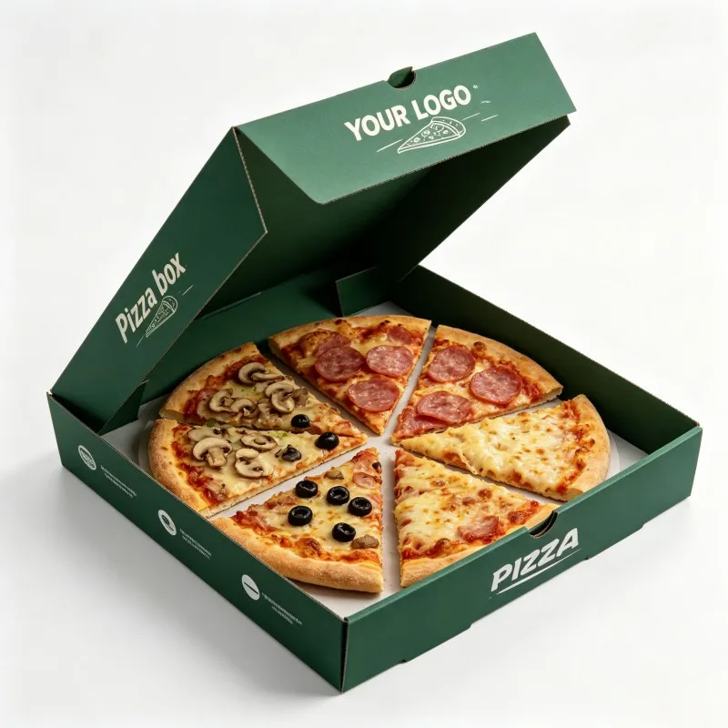 Blwch Pacio Pizza Bwyd Gwyrdd 10–12 Modrwy, Blwch Pizza ar Werth Uchel, Argraffu Logo Personol, Blwch Pizza â Mocyn Soi