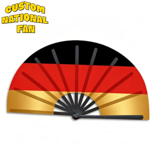 Wholesale High Quality Foldable Hand Fans, Custom Deutschland National Flag Printing For Sport Events & Sports Competitions_voghion.com