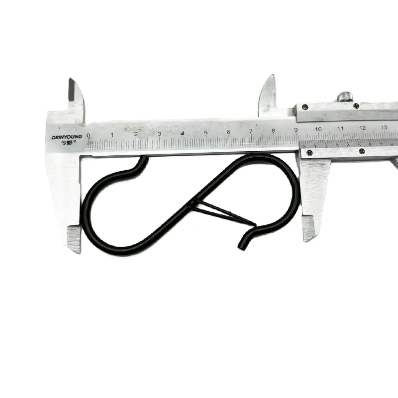 92MM Black S Hook With Locking Spring for Hanging Plants Clothes Kitchen Utensil Pots and Pans Bags