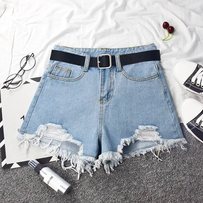 Summer Women's Denim Shorts Thin Style Trendy 2022 New High-waist Plus Size Slimming Ripped Wide-leg A-line Hot Pants Vintage