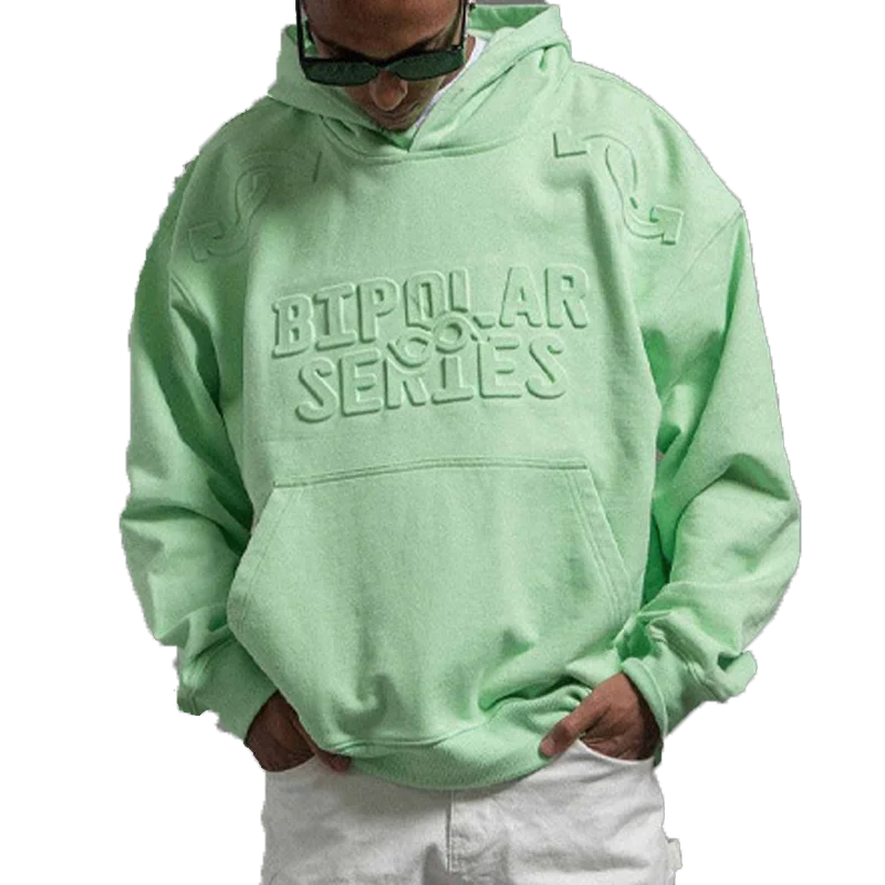 Heavyweight Cotton French Terry Thick Hoodie Custom Logo 3d Streetwear