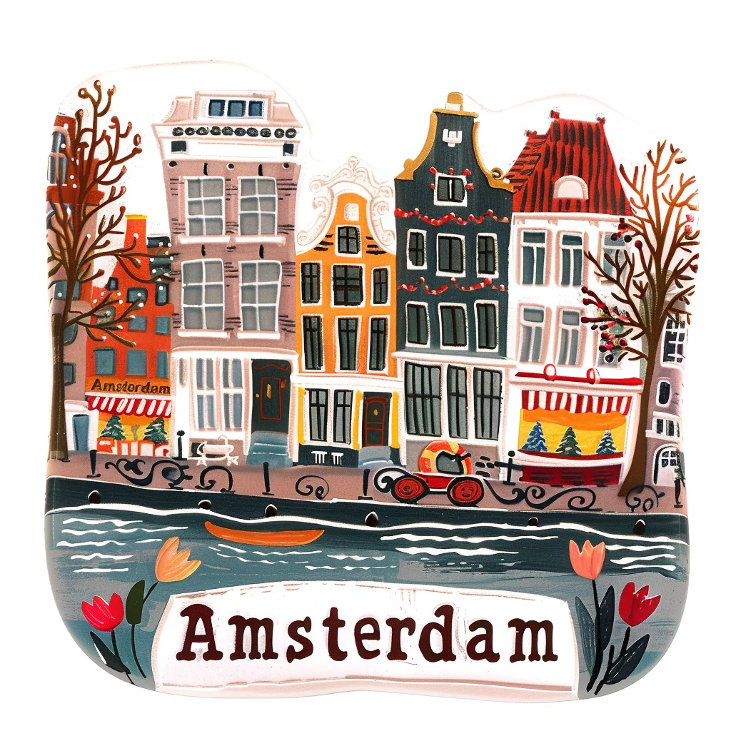 New Style Customized Logo Travel Gift Wooden Fridge Magnet Netherlands Amsterdam Souvenirs Magnet