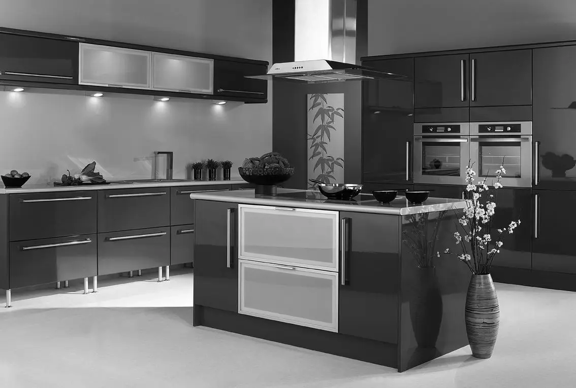 Miami Modern Furniture Set Dark Grey High Glossy Wooden Kitchen