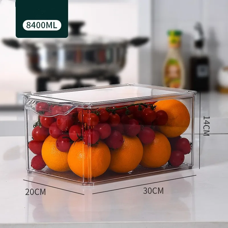 New kitchen transparent refrigerator storage box drawer type crisper rectangular with cover version of the storage basket supplier