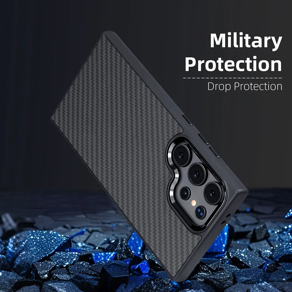 product laudtec luxury real 1500d carbon fiber phone case anti scratch super thin flim mobile phone case for samsung galaxy s25 ultra-5