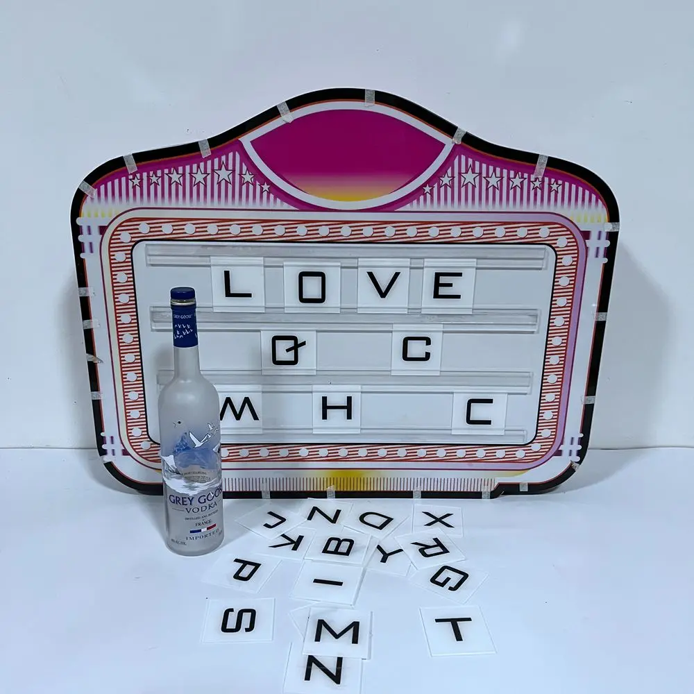 Custom Message Board Sign Display Vip Service 26Pcs Led Letter Board Bottle Presenter for Nightclub Bar