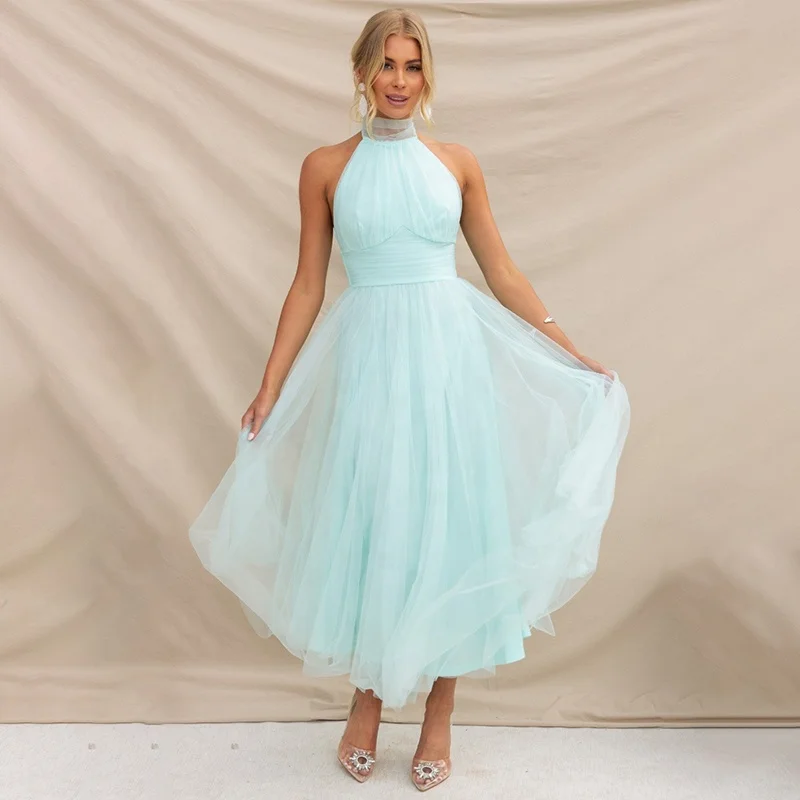 turtleneck bridesmaid dress Special Occasion Tulle Dresses Mesh Halterneck Prom Gown Birthday Party Clothes Wedding requires gentle care and dolphin halterneck maxi dress What Azazie Offers: Made Choose Your Flavor:Vanilla pistachio