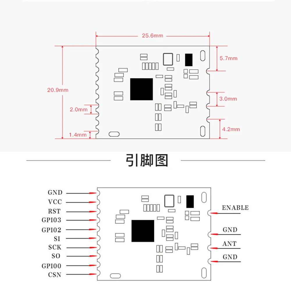 Taidacent 433mhz SPI Long Range Low Cost RF Transceiver Module CC1125